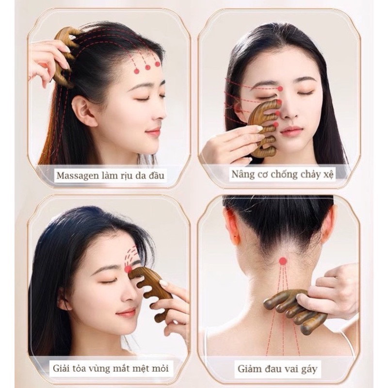 Lược Gỗ Đàn Hương, Giúp Tóc vào Nếp, Massage Đầu