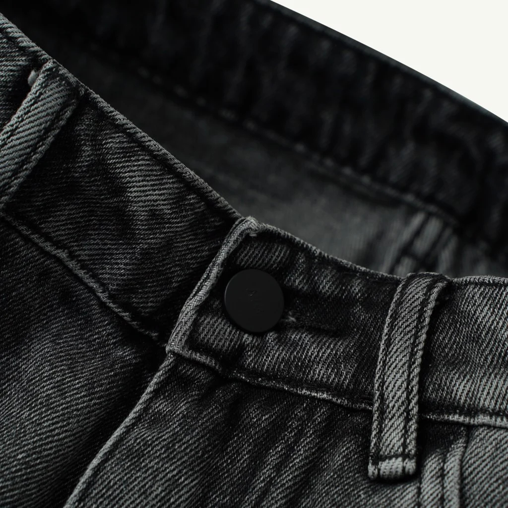 Quần Jeans Americus Gosani Phom Ống Xuông Có Wash Xước Màu Đen