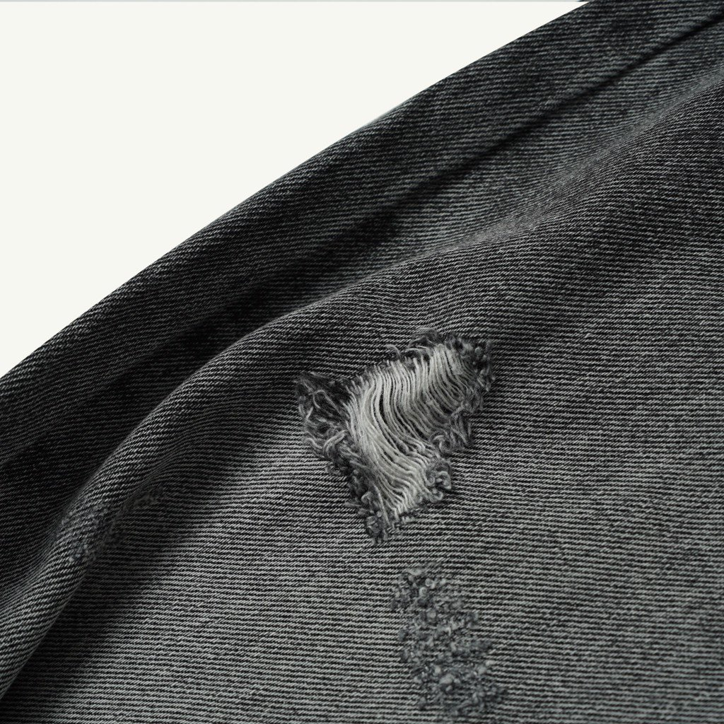 Quần Jeans Americus Gosani Phom Ống Xuông Có Wash Xước Màu Đen