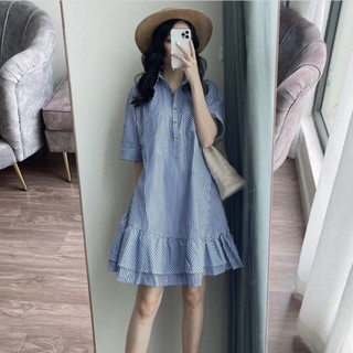 Váy kẻ xanh bầu bí bon chen tốt