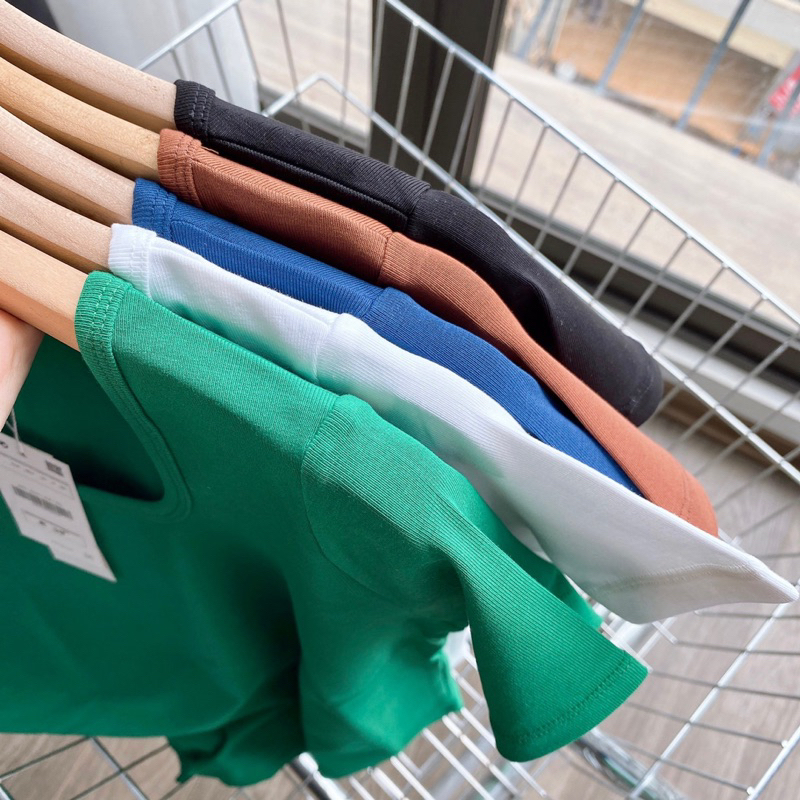 ÁO croptop Lovebasic cổ vuông tay ngắn from vừa màu siêu xinh chất cotton co dãn thoải mái