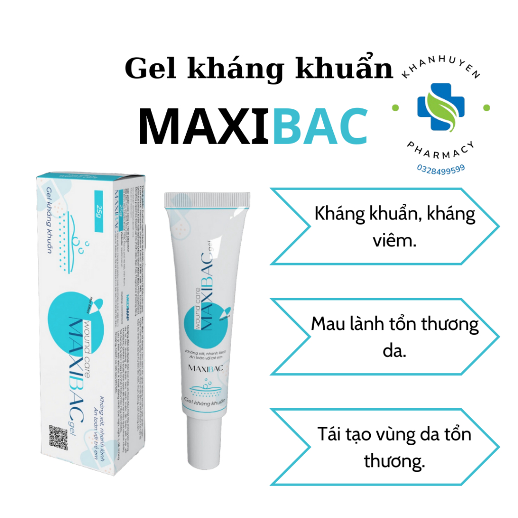 Gel kháng khuẩn da Maxibac - Kháng khuẩn , giảm viêm, ngứa, bỏng
