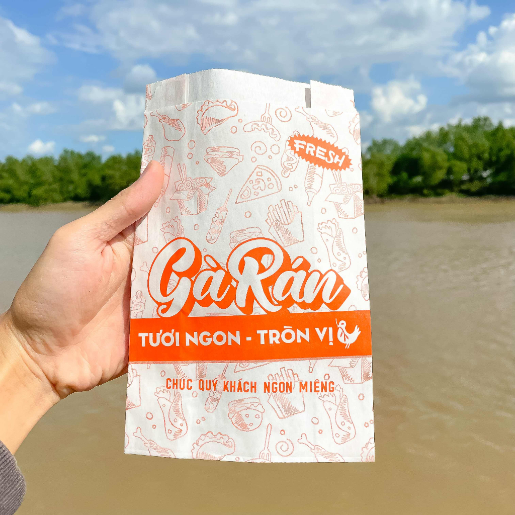 100 Túi Giấy Kraft Đựng Gà Rán, Khoai Tây Chiên Cam