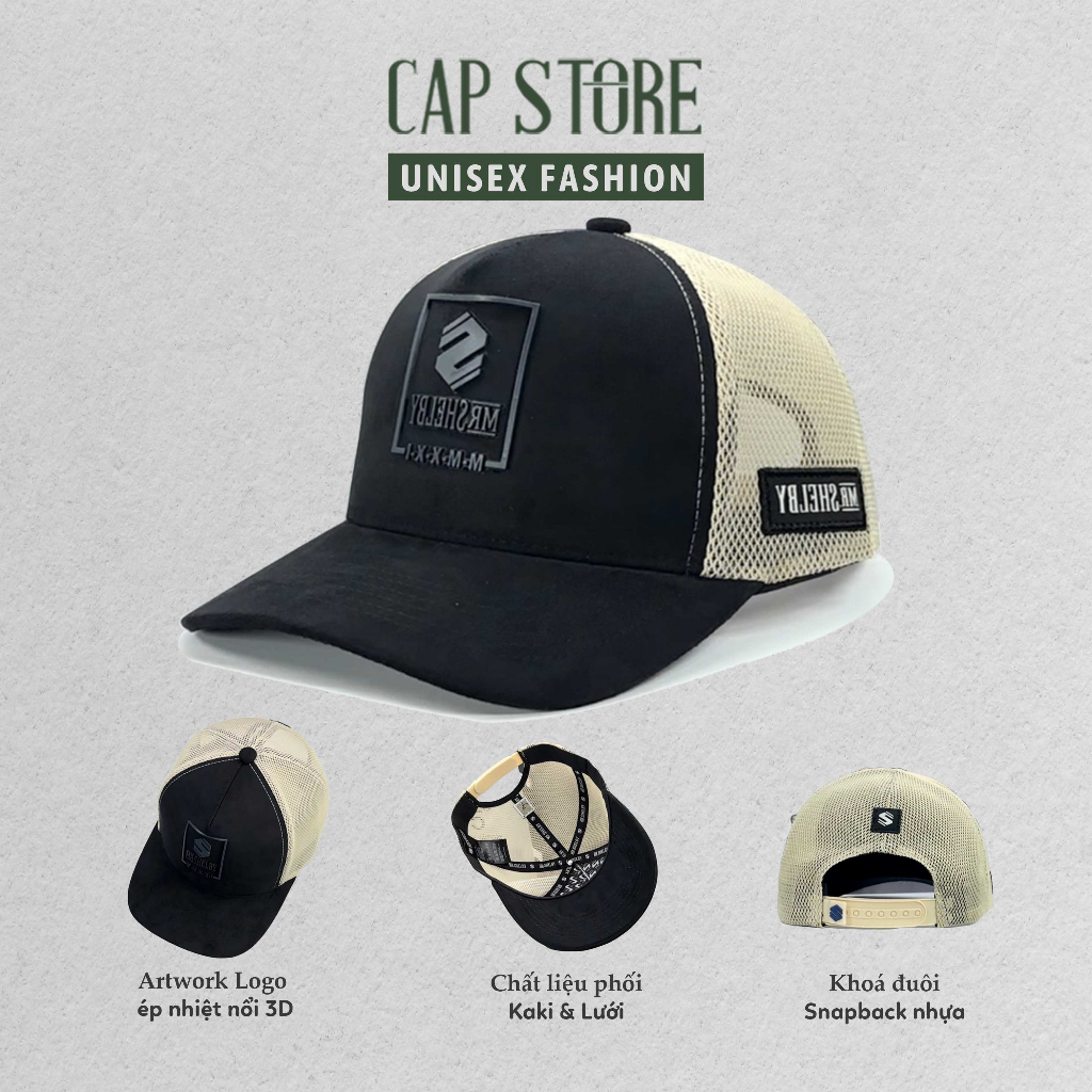 Mũ lưỡi trai lưới trắng đen nam nữ - Nón kết phối lưới thời trang cao cấp ulzzang phong cách unisex Capstore [SB.02]
