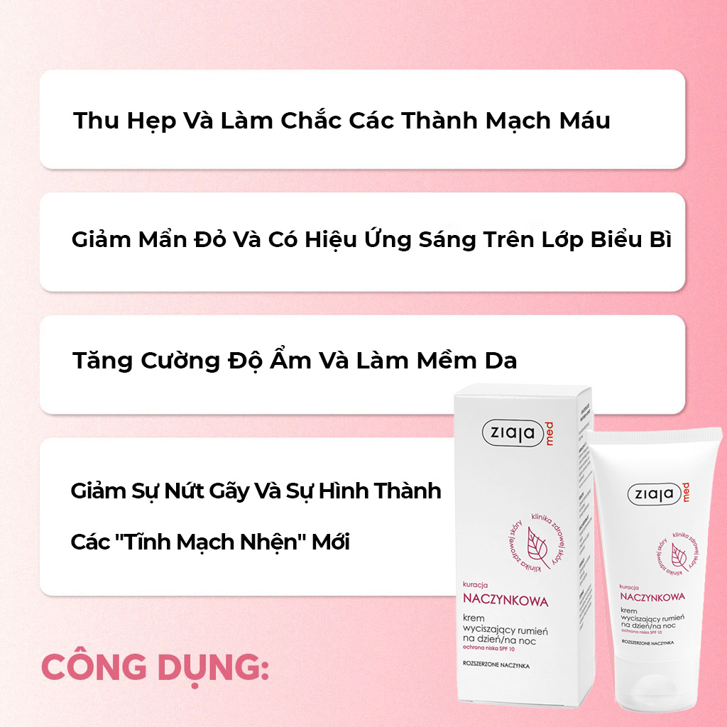 Kem Dưỡng Giãn Mao Mạch Ziaja Med Kuracja Naczynkowa 50ml