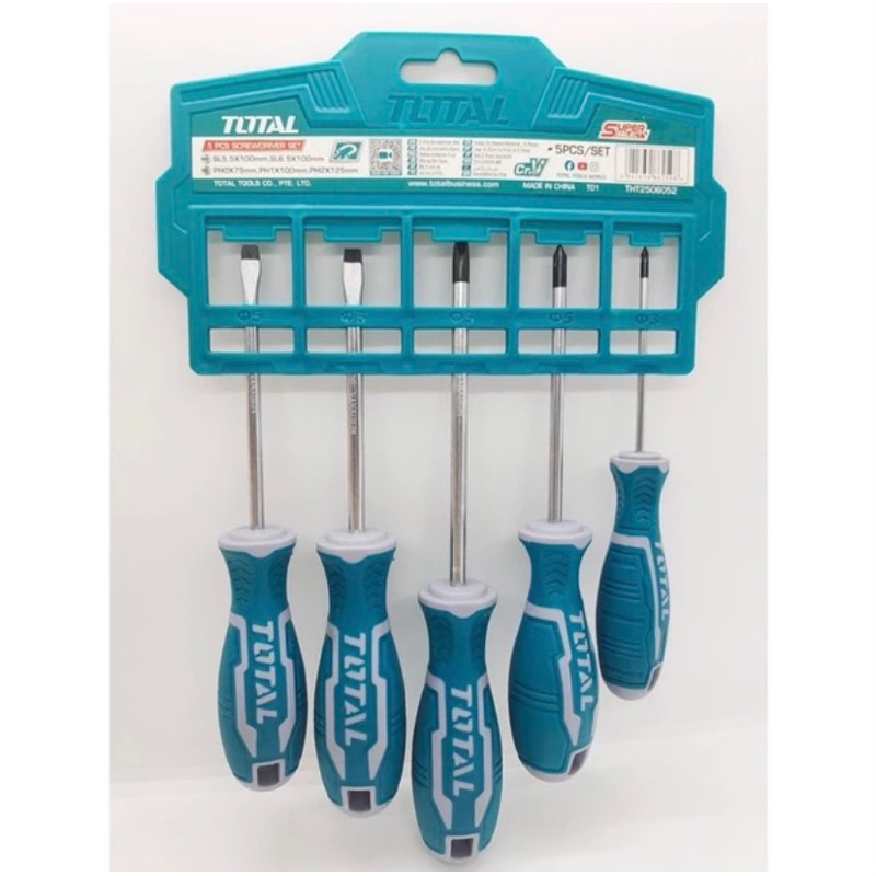 Bộ 5 tua vít bake dẹp cáng cao su mềm thép Cr-V TOTAL THT2506052 (Chính hãng TPC)