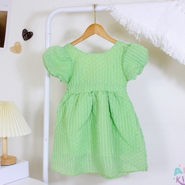 Đầm Bé Gái, Váy Babydoll Đính Nơ Thiết Kế Cao Cấp Đũi Xốp Mềm Mát, Đầm Công Chúa Tay Phồng Dáng Xỏe Cho Bé Gái