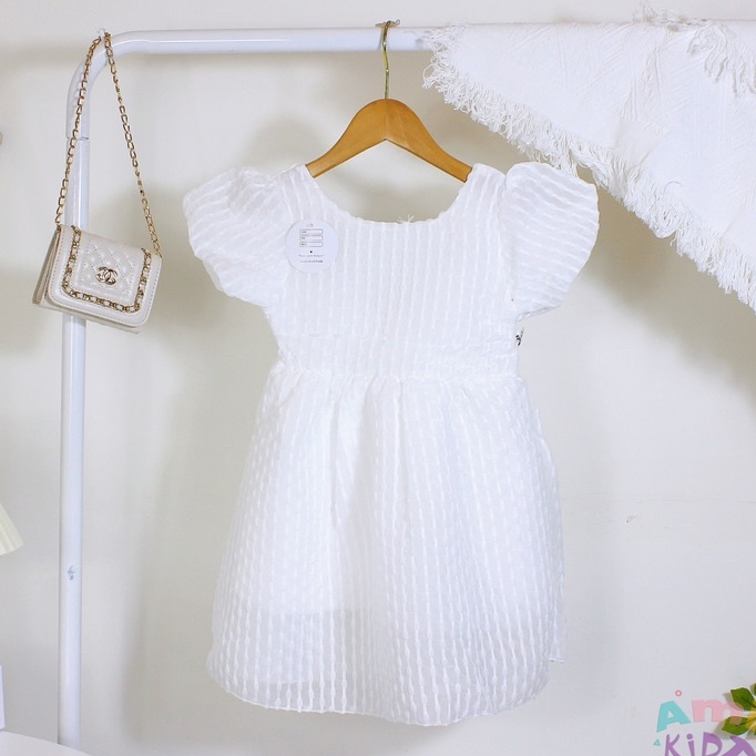 Đầm Bé Gái, Váy Babydoll Đính Nơ Thiết Kế Cao Cấp Đũi Xốp Mềm Mát, Đầm Công Chúa Tay Phồng Dáng Xỏe Cho Bé Gái