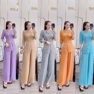   SIZE 40_70KG  BỘ PHÁP PHỤC HÌNH HOA SEN LAM HOA SEN ĐŨI VÂN MÂY SÉT BÀ BA ĐŨI VÂN MÂY 