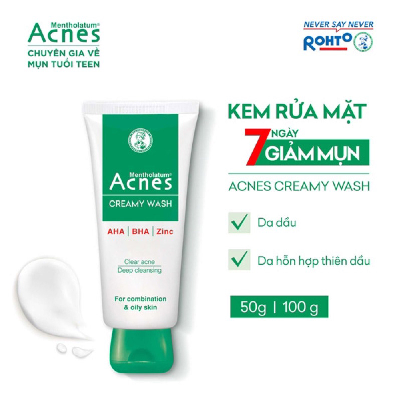 ✅[CHÍNH HÃNG] Acnes Creamy Wash 100g – Kem Rửa Mặt Ngăn Ngừa Mụn