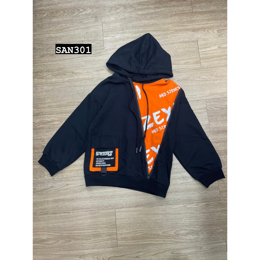 Áo nỉ hoodie đen 77365 cho bé trai/ bé gái  SAN301