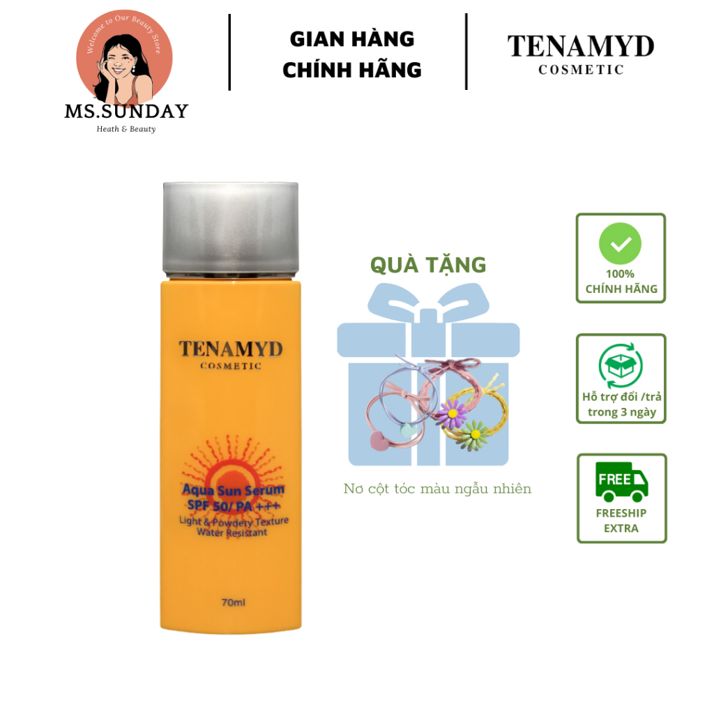 TINH CHẤT CHỐNG NẮNG DẠNG NƯỚC - TENAMYD - AQUA SUN SERUM SPF50/PA+++Kem chống nắng nâng tone trắng da