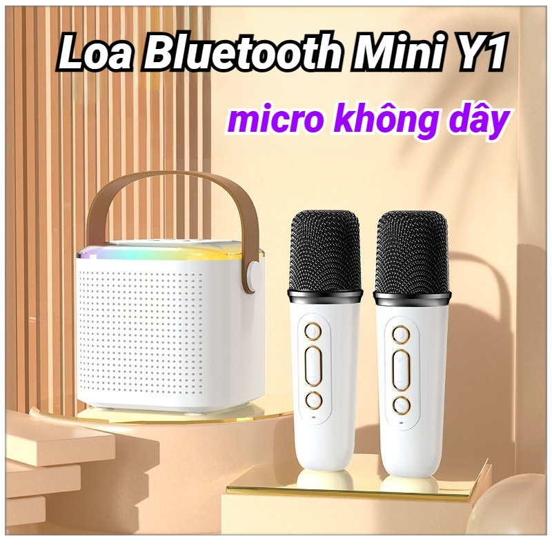 Loa Bluetooth + 2 Mic Không Dây Mini Hát Karaoke Tại Nhà K12, Có Thể Thay Đổi Giọng