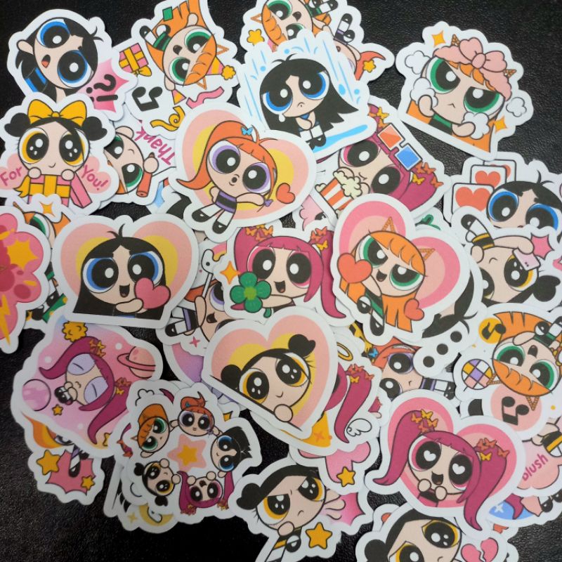 Bộ 40 sticker NewJeans x Powerpuff girls đáng yêu size 3,5 cm - NJ001