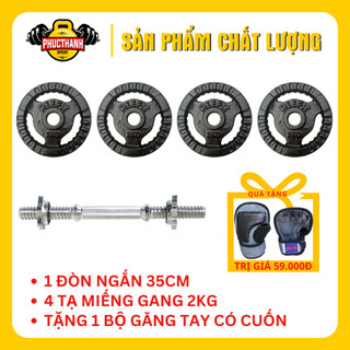 Bộ tạ tay tháo lắp miếng gang 9.5kg + tặng găng tay có cuốn