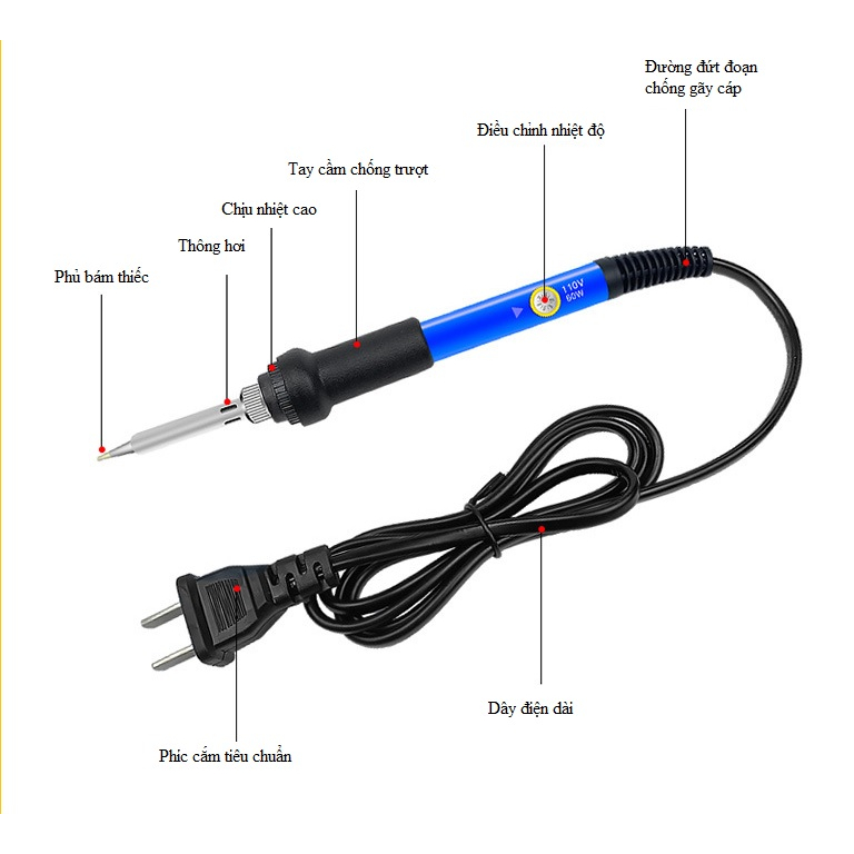 BỘ 6 MÓN MỎ HÀN THIẾC ĐIỀU CHỈNH NHIỆT ĐỘ 220V - 60W đIỀU CHỈNH CHÍNH XÁC BẰNG IC , BAO NGOÀI MŨI CHỐNG RỈ