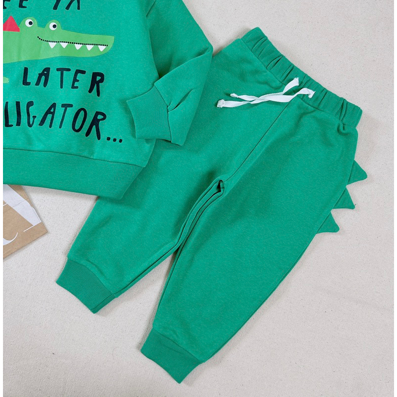 Set bộ nỉ Cá sấu xanh Za.ra cho bé trai siêu đẹp size từ 12-24 cân