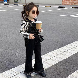 T082 HÀNG QCCC Set yếm bò kèm áo thun sọc hàng thu đông 2023 phong cách Hàn Quốc điệu đà nữ tính cho bé gái