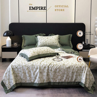 Bộ chăn ga ra gối nệm đệm 4 món cotton lụa tencel cao cấp EMPIRE bo chun drap giường - Bình Châu Bedding & Decor