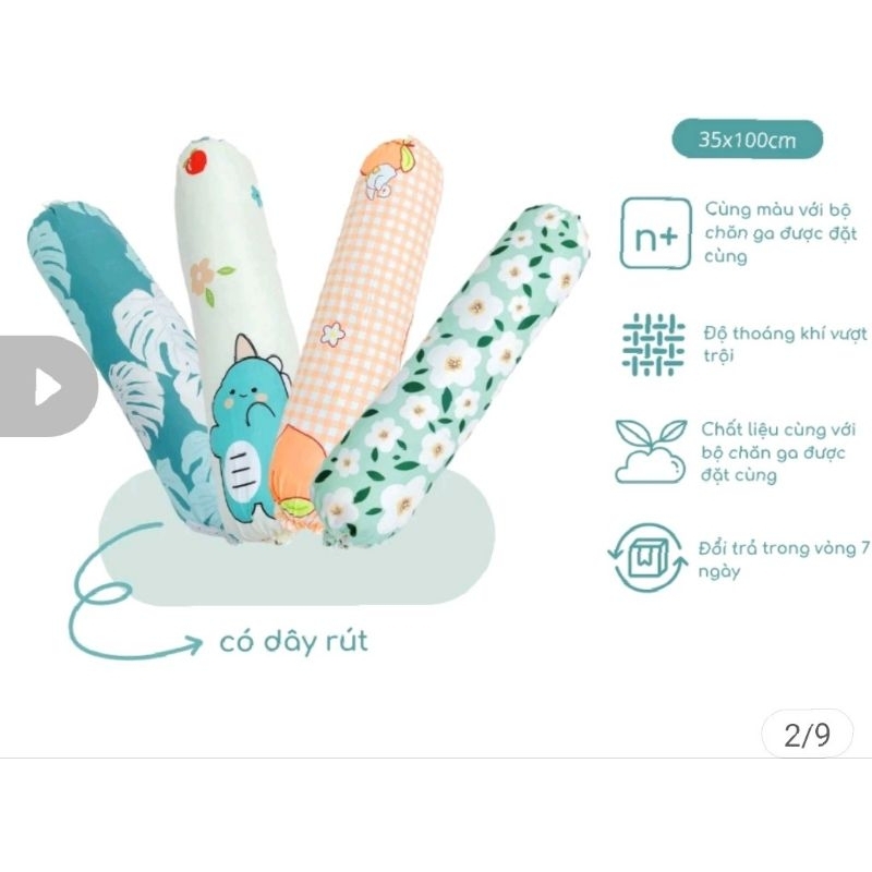 Gối ôm cotton kích thước 35 x 105cm