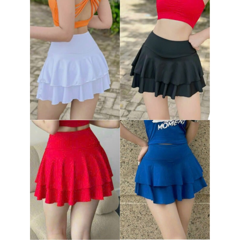 Chân váy thể thao tập gym yoga aerobic cạp cao 2 lớp