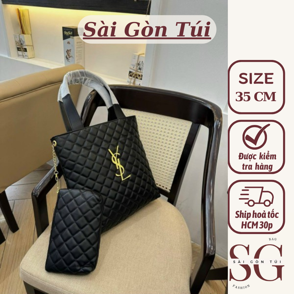 Set túi & ví Y S L đeo vai ,túi công sở size 35 da mềm dành cho nữ vừa đựng nhiều đồ đi học đi làm tiện lợi TSTX0984