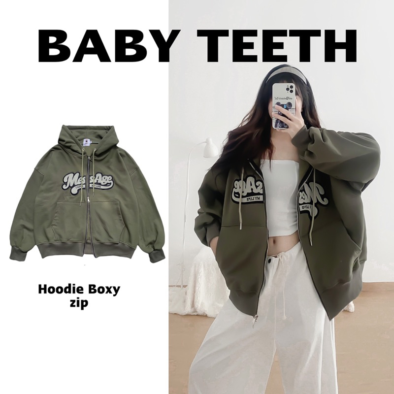 Áo khoác hoodie boxy khoá zip | BigBuy360 - bigbuy360.vn