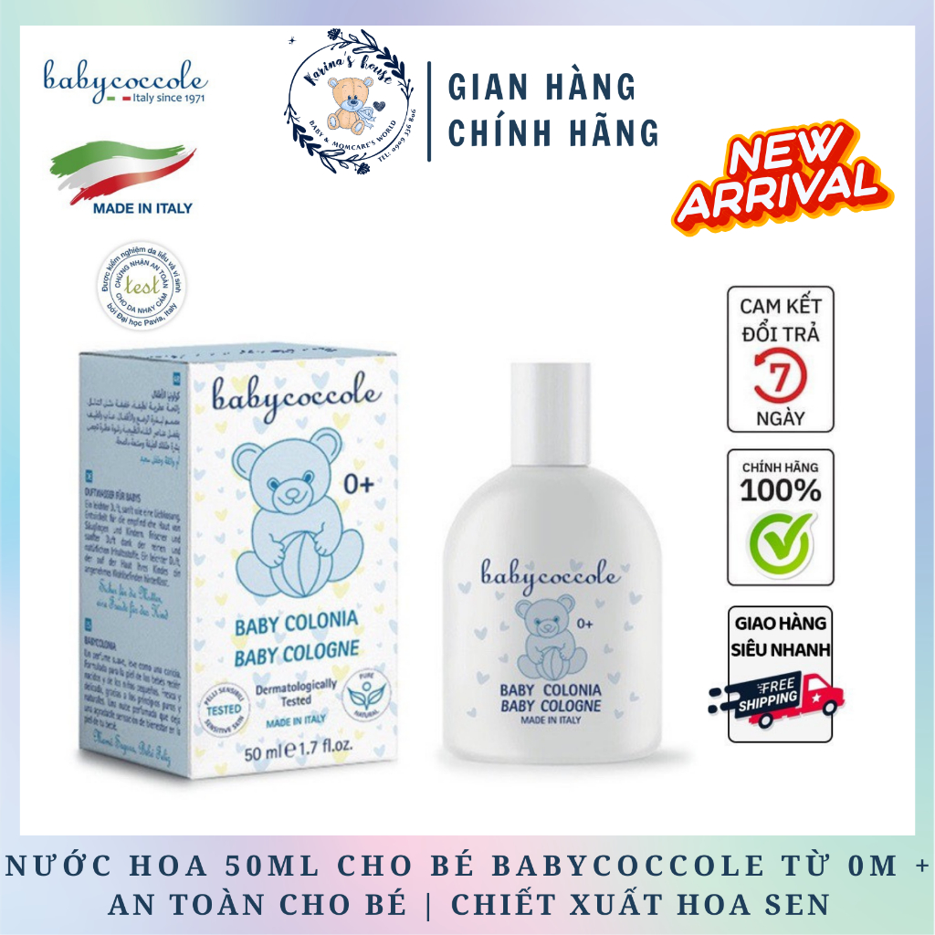 Nước hoa cho bé Babycoccole 0M+ an toàn cho trẻ sơ sinh & em bé chiết xuất hoa sen 50ml