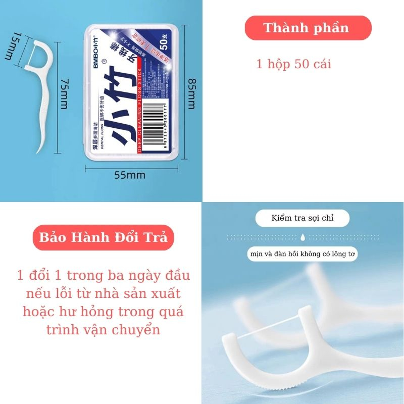 Tăm chỉ nha khoa nhật bản BMBO hộp 50 cái SAODO CNK0036