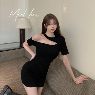 Váy body Miel Fashion thiết kế dáng ngắn trễ vai phong cách hàn quốc , đầm nữ trơn dáng body bigsize V230903