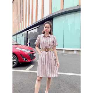 Đầm kẻ dáng suông xuất Hàn Sh0j0