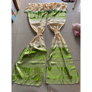 màn cửa,rèm cửa sổ,cửa buồng vải gấm thêu màu xanh lá cây