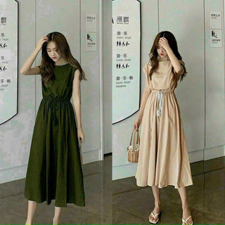 Đầm suông eo rút cánh dơi, đầm xòe dạo phố