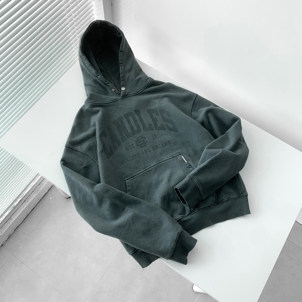 Áo hoodie nam nữ form boxy CANDLES TITLE WASHED hình in nứt vintage chất liệu nỉ chân cua 380gsm