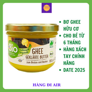 Bơ ghee, bơ ghee hữu cơ đức cho bé ăn dặm dm bio 180g date 2025