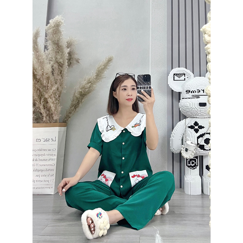 Đồ bộ nữ ANH MỸ pijama mặc nhà chất liệu lụa mango cao cấp tay ngắn quần dài MGD-01