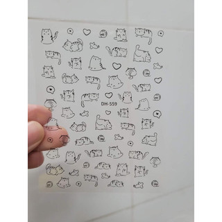 Sticker mèo dán móng mã Dh559/ Sticker lụa 3d hình mèo dán móng