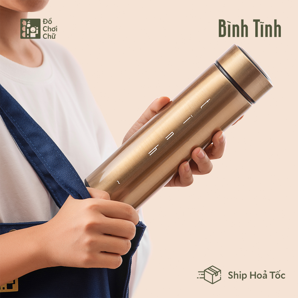 Bình "Tĩnh" giữ nhiệt màu Đồng 500ml - Quà tặng văn vở