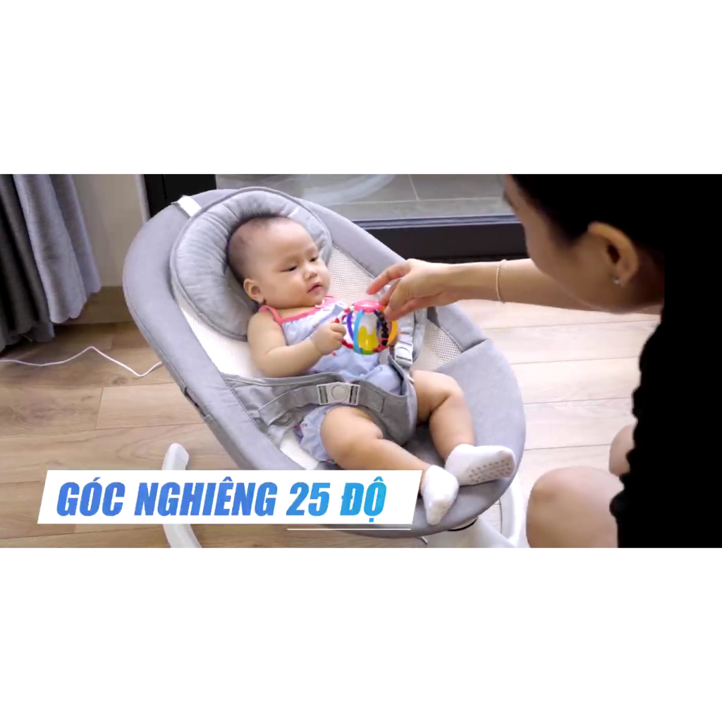 Nôi Ru Ngủ Thông Minh Cho Bé , Nôi Rung Gấp Gọn Cho Bé Có Điều Khiển Từ Xa Kết Nối Bluetooth Tháo Ra Giặt Được
