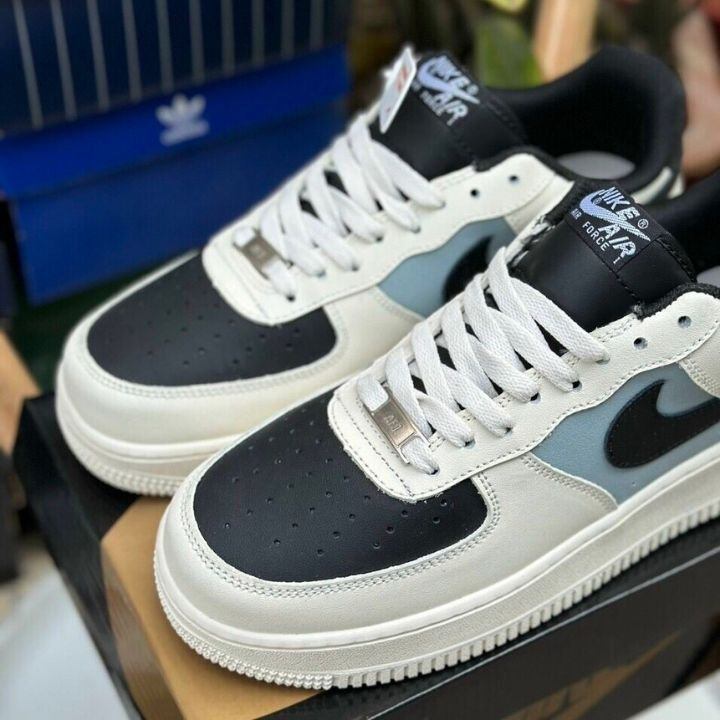 Giày_Nike Air Force 1 Mũi Đen, Giày AF1 Cream And Black Đế Air Bản Cao Cấp Hót Trend Size Nam Nữ Full Box Bill