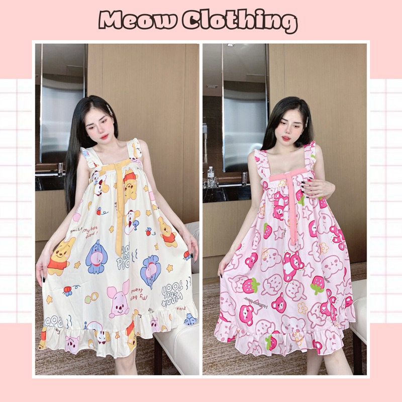 Váy Ngủ, Đầm Mặc Nhà 2 Dây Cánh Tiên Lụa Mango Freesize
