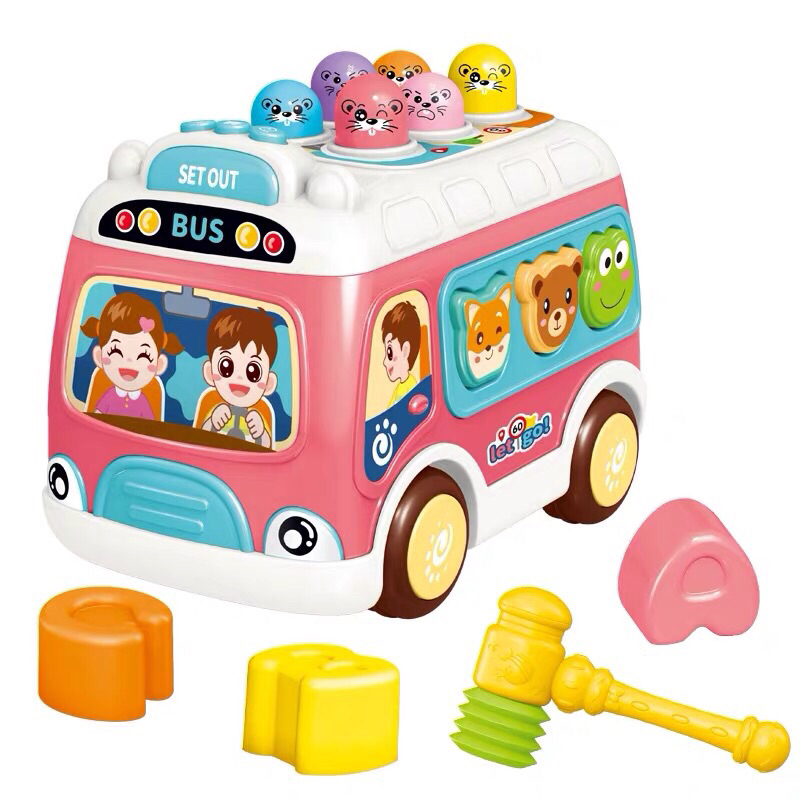 Đồ chơi xe bus đập chuột cho bé có đèn siêu xinh- The Pooh