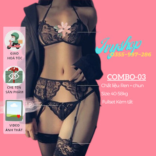 Set bikini ren full phụ kiện (kẹp tất và tất đùi)  #99