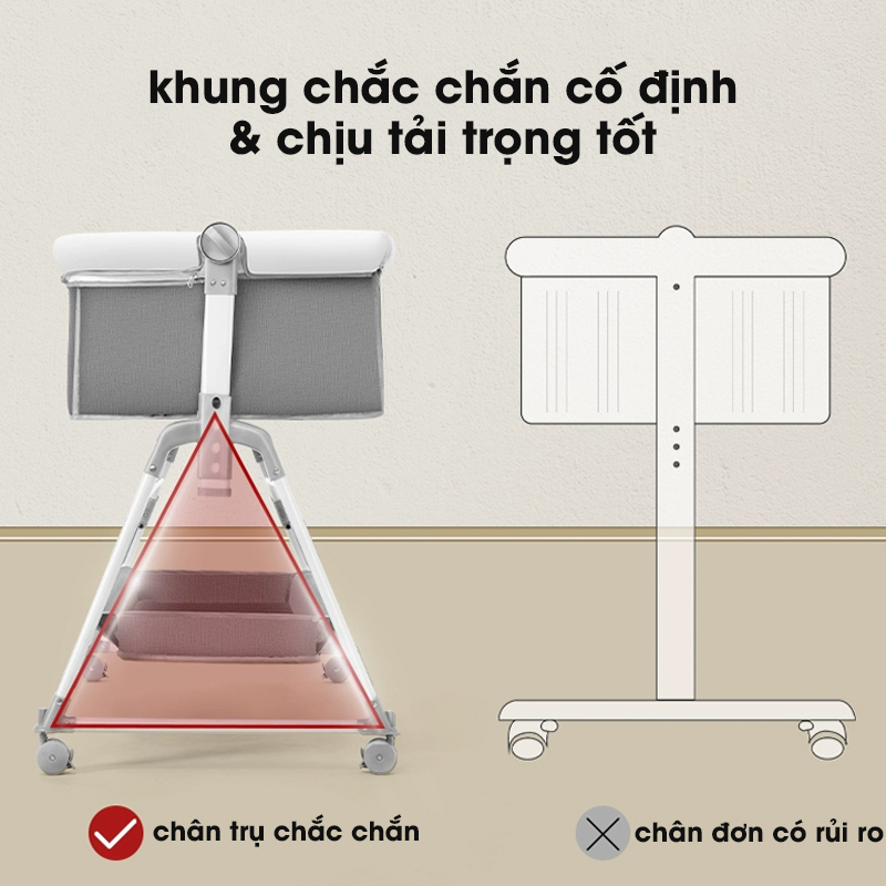 Nôi ghép giường cho bé HOPE đa năng có thể gập lại tháo rời di động, tùy chỉnh độ cao chống trào ngược cho bé