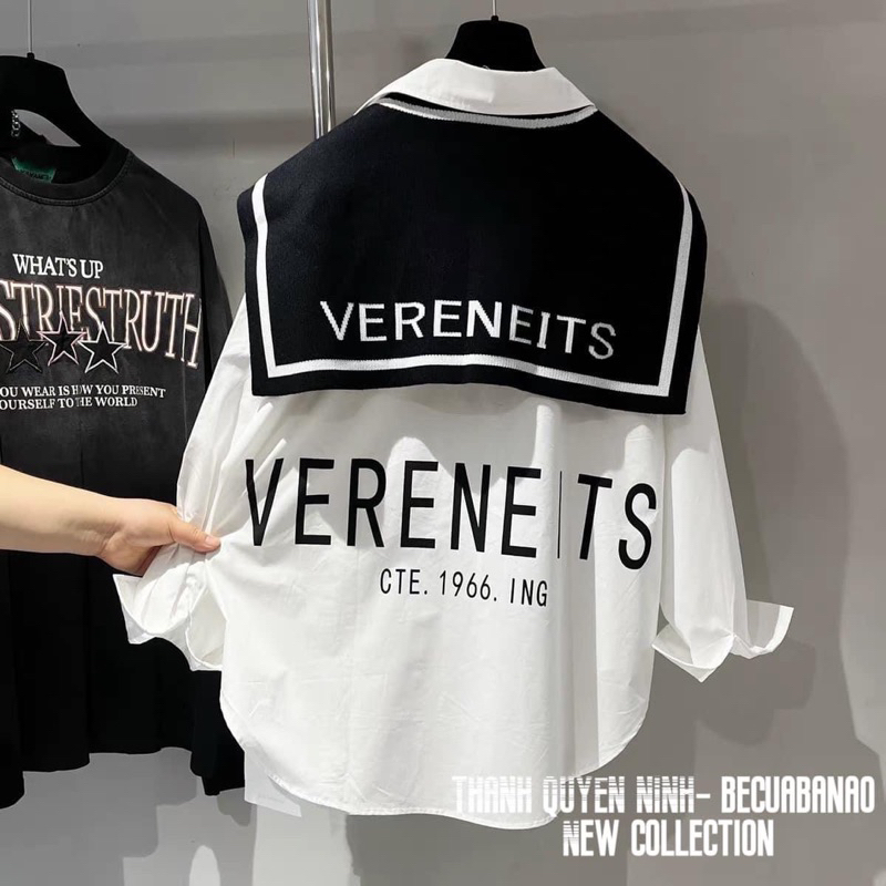 Áo sơ mi trắng tay dài phối khăn đen cá tính VIENS STORE