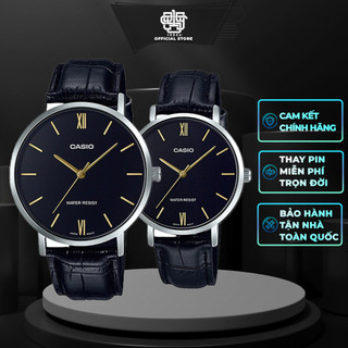 Đồng hồ cặp casio mtp-vt01l-1b / ltp-vt01l-1b dây da chính hãng