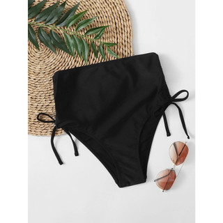 Quần bikini đi biển cạp cao dây rút màu đen - kèm ảnh thật