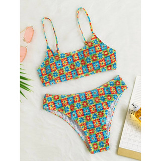 Set bikini 2 mảnh hoa nhí màu sắc có mút lót - kèm ảnh thật