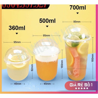 50 cốc/ly nhựa đáy bầu 360ml-500ml-700ml đồ dùng 1 lần