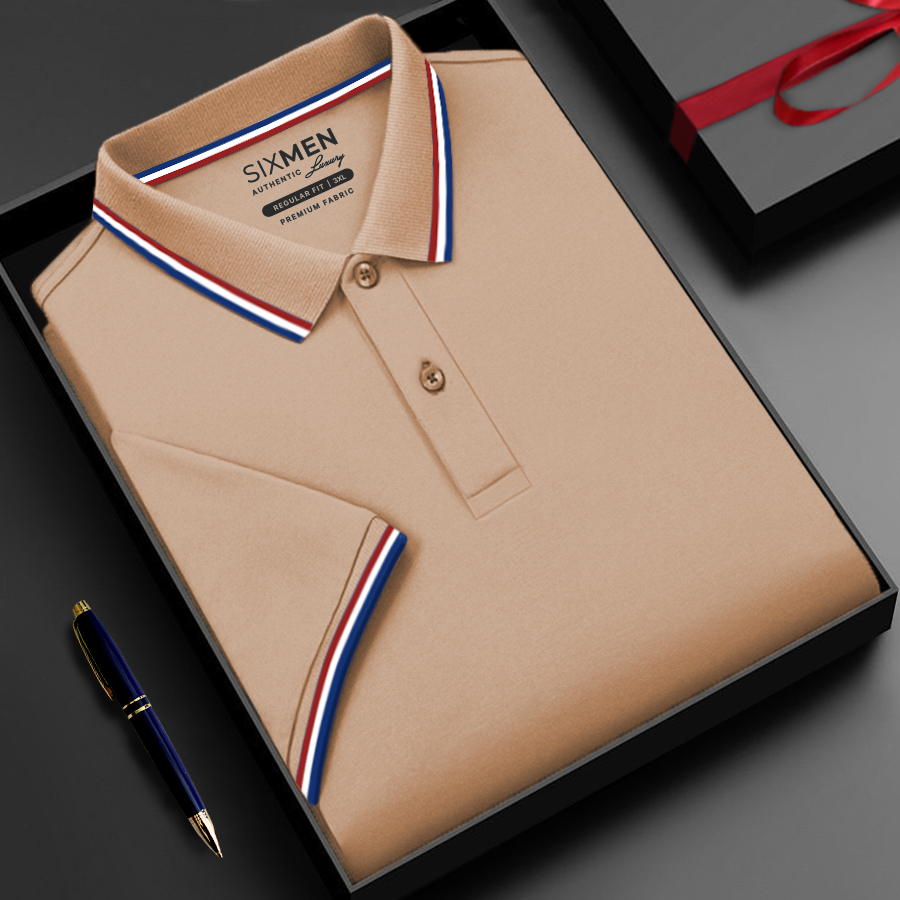 Áo thun Polo nam cao cấp có cổ bẻ SIXMEN 3RIM - Polo Ca cao vải cá sấu cotton thoáng mát, thanh lịch